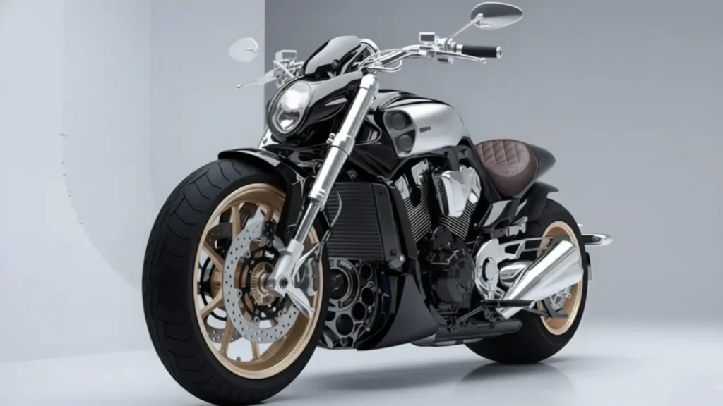2025 Yamaha VMAX V4 power cruiser with 1679cc V4 engine and aggressive design