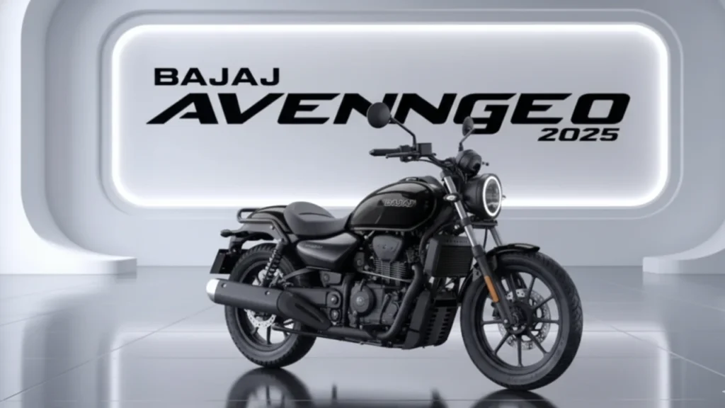I want to make a feature 1200x630 pixel image like this, but not a copy. and try metallic black color and large alloy wheels. on- Bajaj Avenger 400 2025