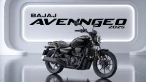 I want to make a feature 1200x630 pixel image like this, but not a copy. and try metallic black color and large alloy wheels. on- Bajaj Avenger 400 2025