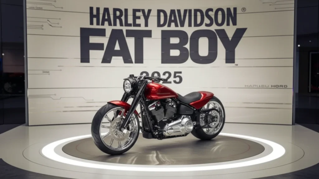 Harley Davidson Fat Boy 2025 with muscular design and powerful engine