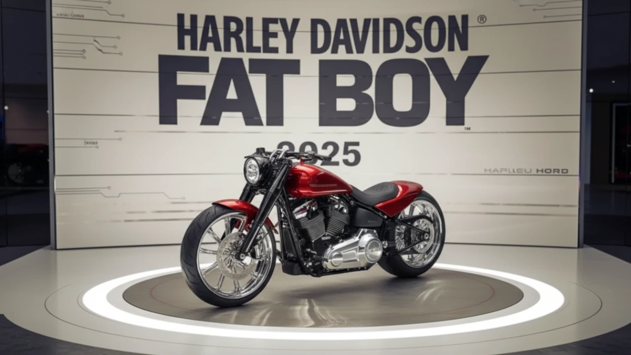 Harley Davidson Fat Boy 2025 with muscular design and powerful engine