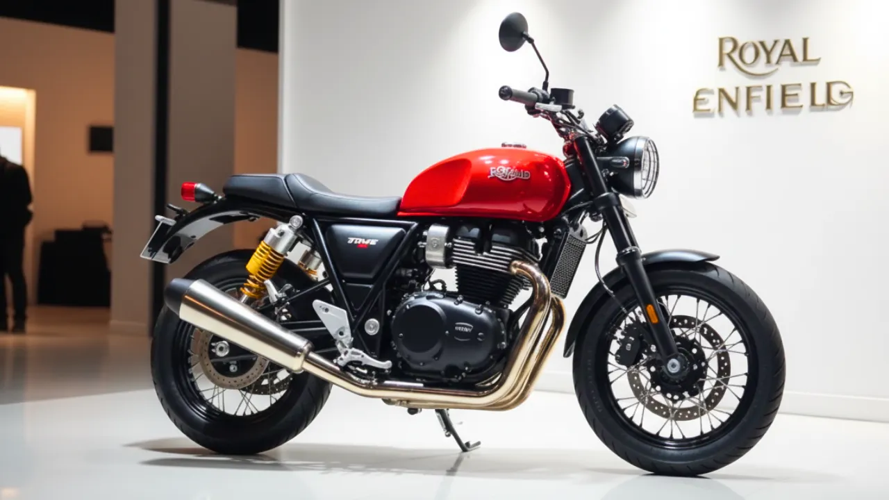 Royal Enfield Hunter 350 motorcycle city street view