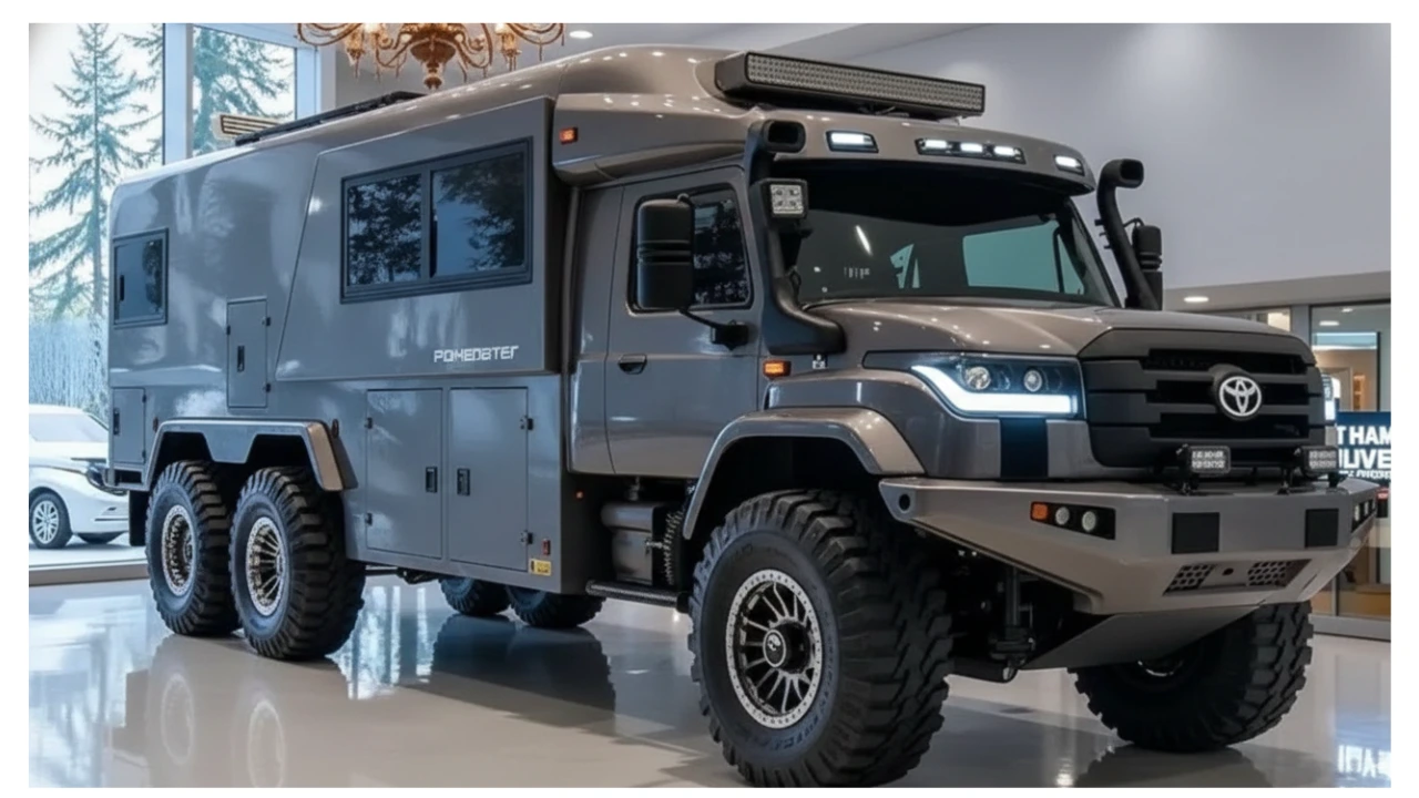 2026 Toyota Camper Motorhome with rugged 6x6 drive and modern interior setup
