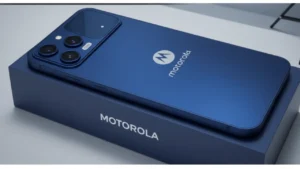 New Motorola 5G smartphone showing rear camera module and modern design