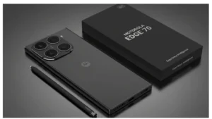 Motorola Edge 70 showing rear camera module and slim design