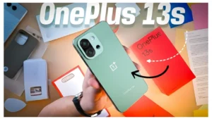 OnePlus 13s smartphone showing dual 50MP camera and compact premium design