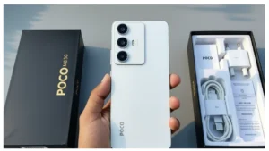 Poco M8 5G smartphone showing design and display with big battery and 50MP camera
