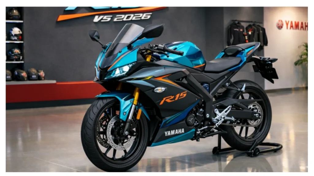 Yamaha R15 V5 2026 with 155cc VVA engine and 45kmpl mileage in India